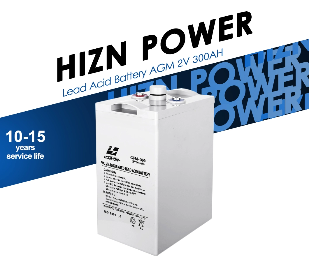 Hizn Rechargeable Long Life Duration AGM 2V 300ah Sealed Lead Acid Battery